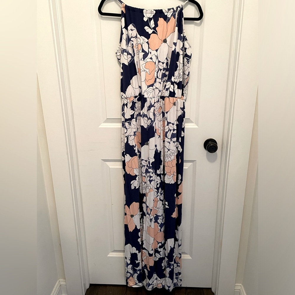 Saint Tropez West Maxi Dress Navy Blue Pink and White Size XL.